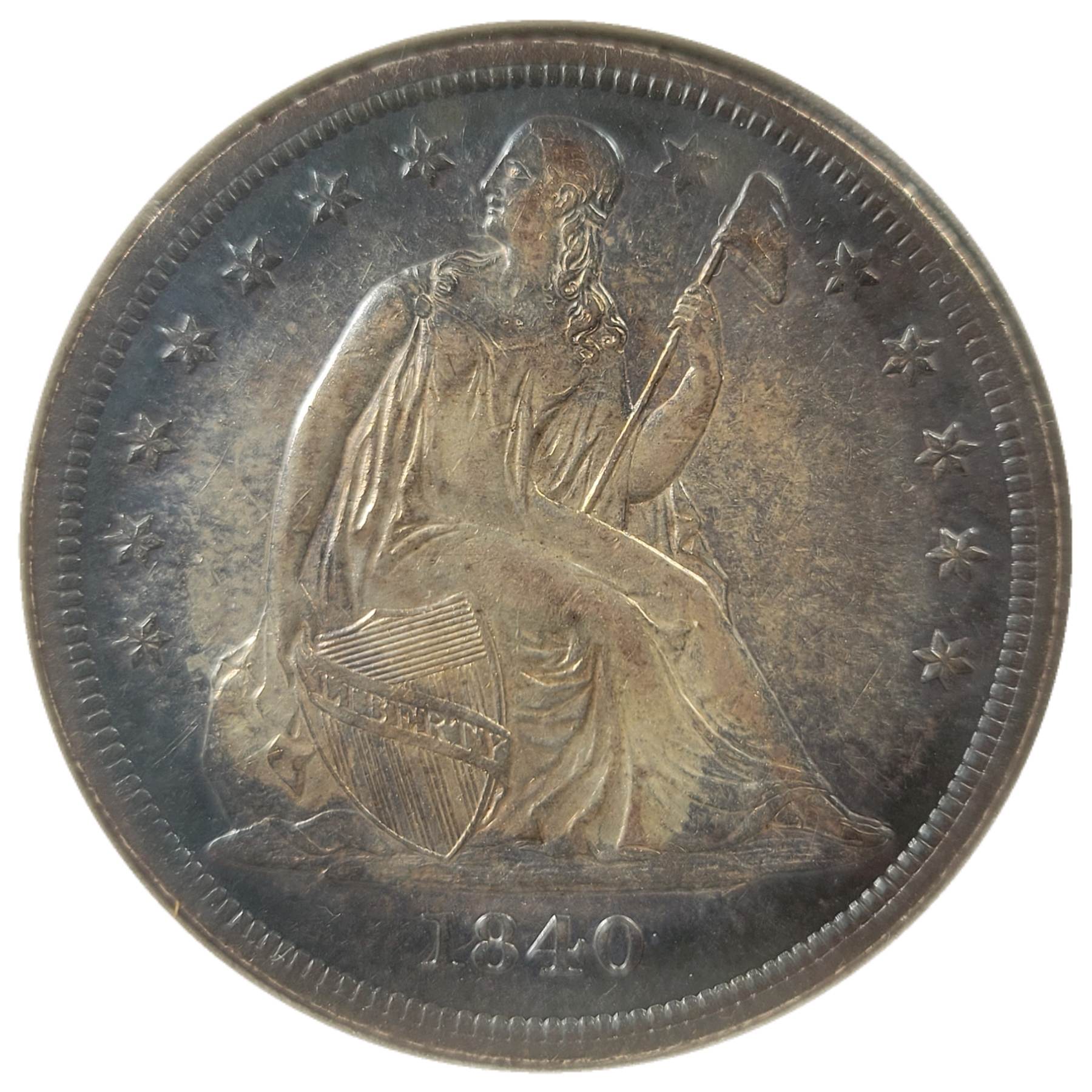 1840-$1-Liberty-Seated-Dollar-#4-Osburn-Cushing-Oc-2,-R4+